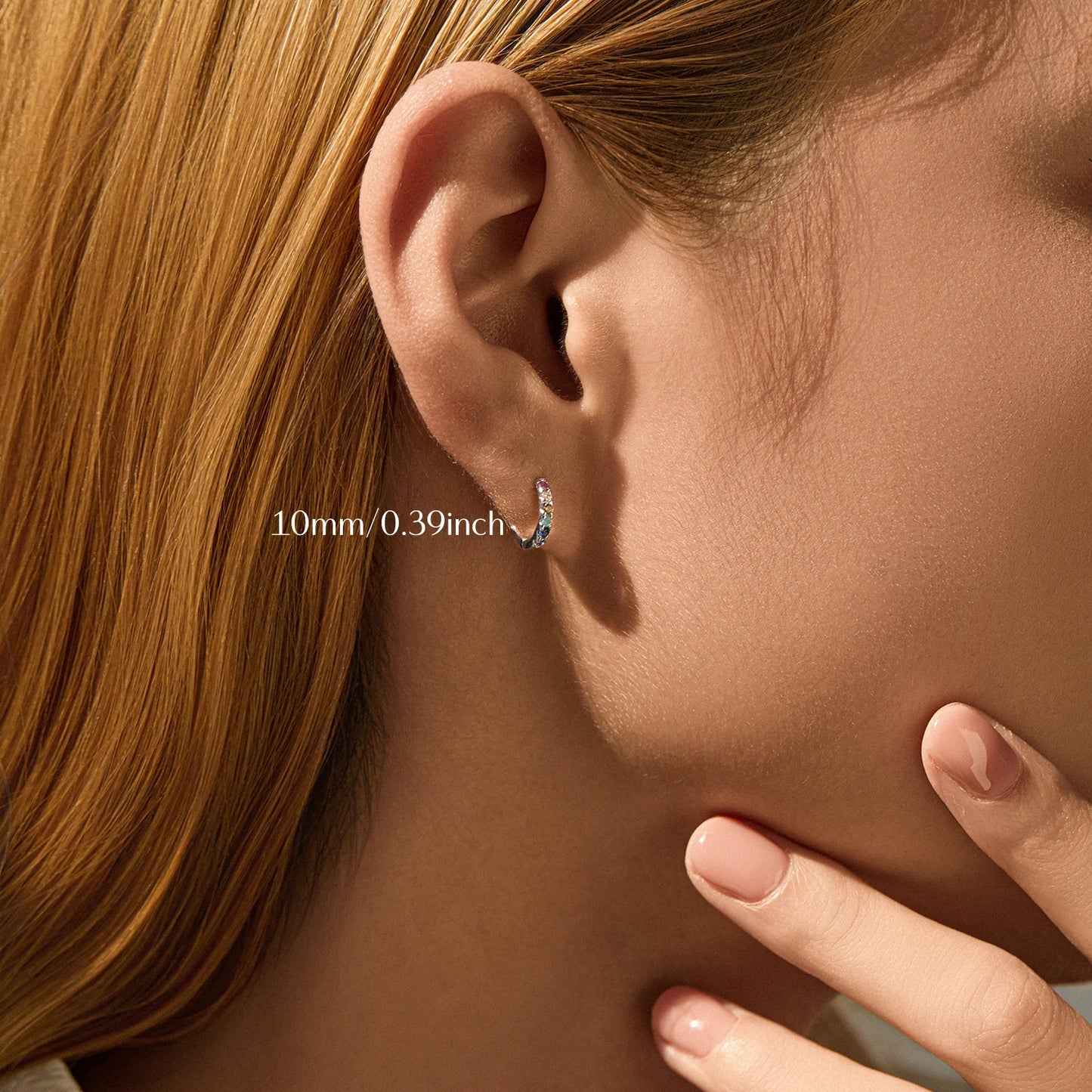 Tejesa 3 Sizes Colorful Ear Buckle 925 Sterling Silver Trendy Stackable Round Zirconia Hoop Earrings For Women