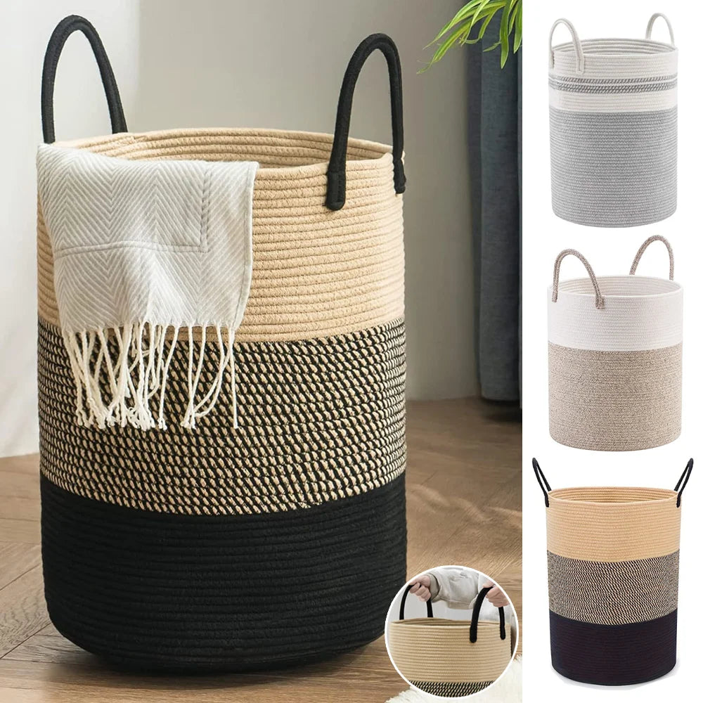 Extra Large Laundry Storage Bag, Woven Dirty Clothes Basket With Cotton Rope Handle, Dirty Clothes Hamper, Toy Storage Basket