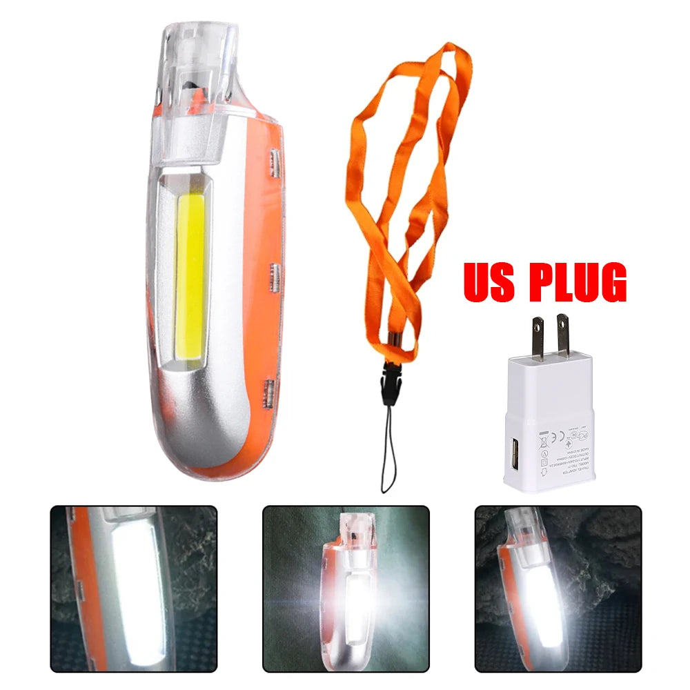 Mini LED Whistle Light USB Rechargeable Camping Keychain Light 3 Lighting Modes Flashlight Outdoor Emergency Torch with Lanyard
