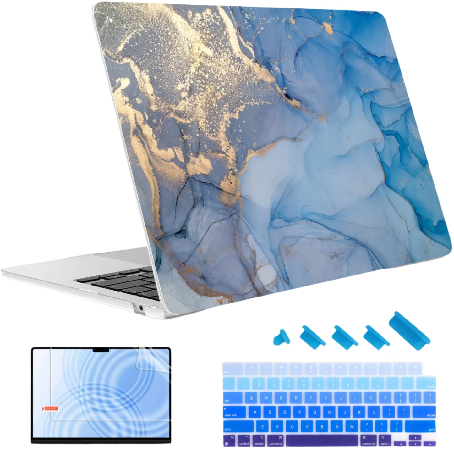 Hemasa Marble Plastic Laptop Case for MacBook M4 Air 13 inch A2337 A2179 A1932 Hard Shell Cover for Mac Pro 13 15 16 2022 A2338 A2251