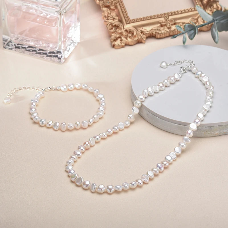 Hemasa 5-6mm White Freshwater Pearl Bracelet for Women /Gift/ Girls