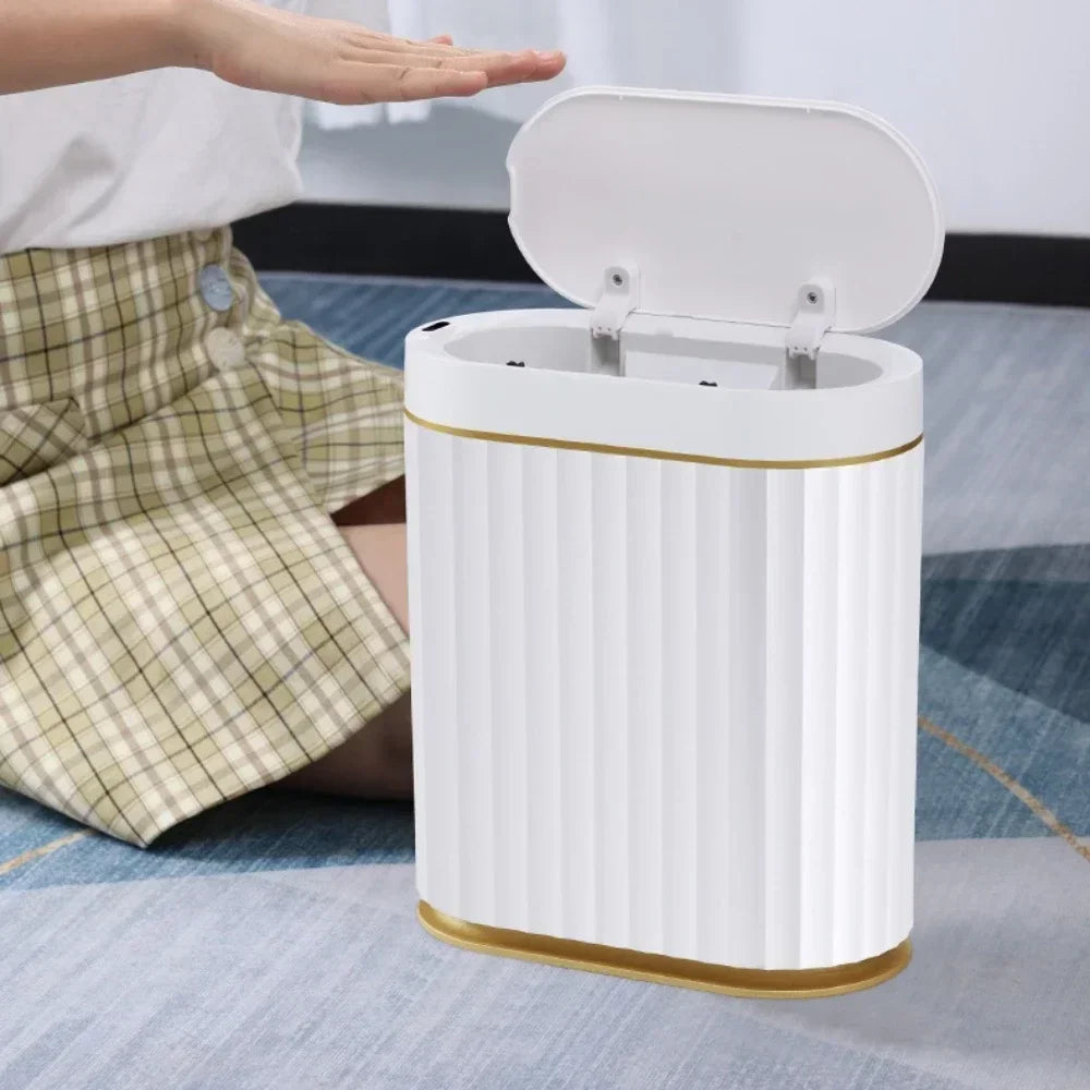 Hemasa 7L Trash Bin Can Narrow Smart Sensor Kitchen Food Waste Recycle Toilet Wastebasket Garbage Storage Bucket/ Bathroom