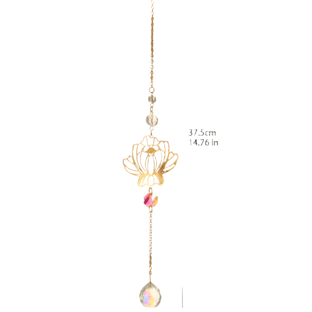 Hemasa Sun Catcher Crystal Lotus Hanging Crystals Stained Glass Suncatcher Outdoor Decor Rainbow Maker Prism Chakras Garden Decoration