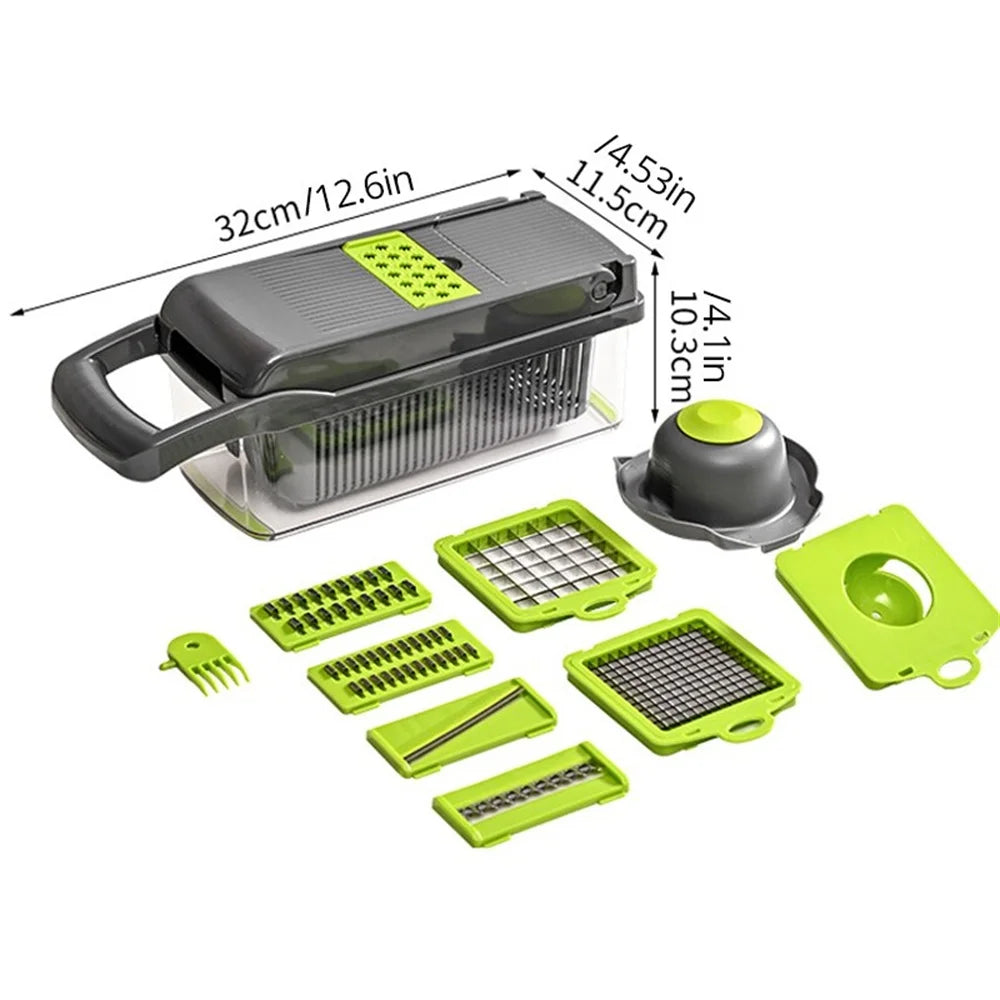 Tejesa Multifunctional 12/16pcs Vegetable Cutter Slicer Fruit Potato Peeler Carrot Grater Kitchen accessories basket vegetable Slicer