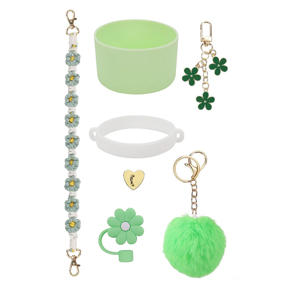 Water Cups Accessories for Stanley 40oz Tumbler Siliocne Water Bottle Boot Straw Lid Handle Strap Keychain Charm Chain Cup Decor