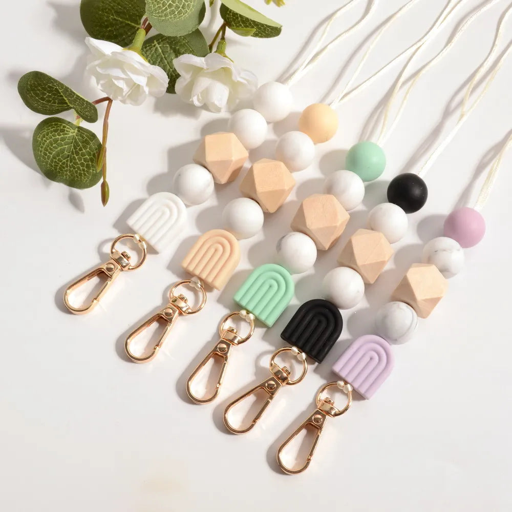 Hemasa Rainbow Silicone Beads Keychain/ Necklace /Lanyard