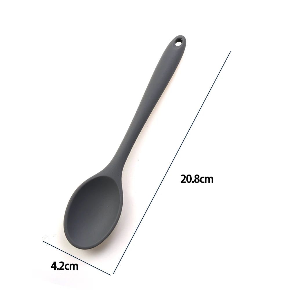 Hemasa  1Pc Soft Silicone Spoon Stirring  Long Handle Tableware Cooking Utensils Ladle Kitchen Accessories