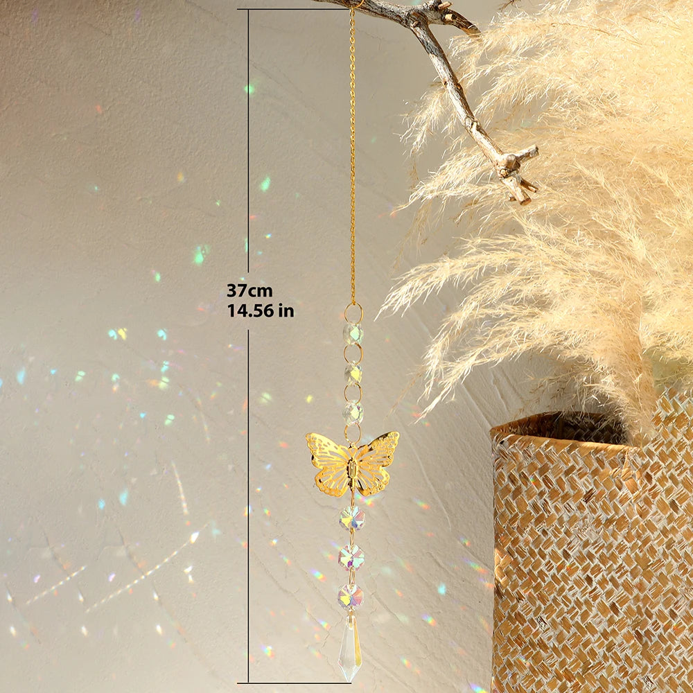 Hemasa Gold Butterfly Catcher Suncatcher Crystal Rainbow Catcher Garden Butterfly Decoration