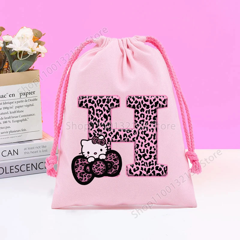 Sanrio Hello Kitty Drawstring Bagfor  Kids /Anime Letter Printed Bags Cookies Candy Storage Bag Wedding Jewelry Gift Bag