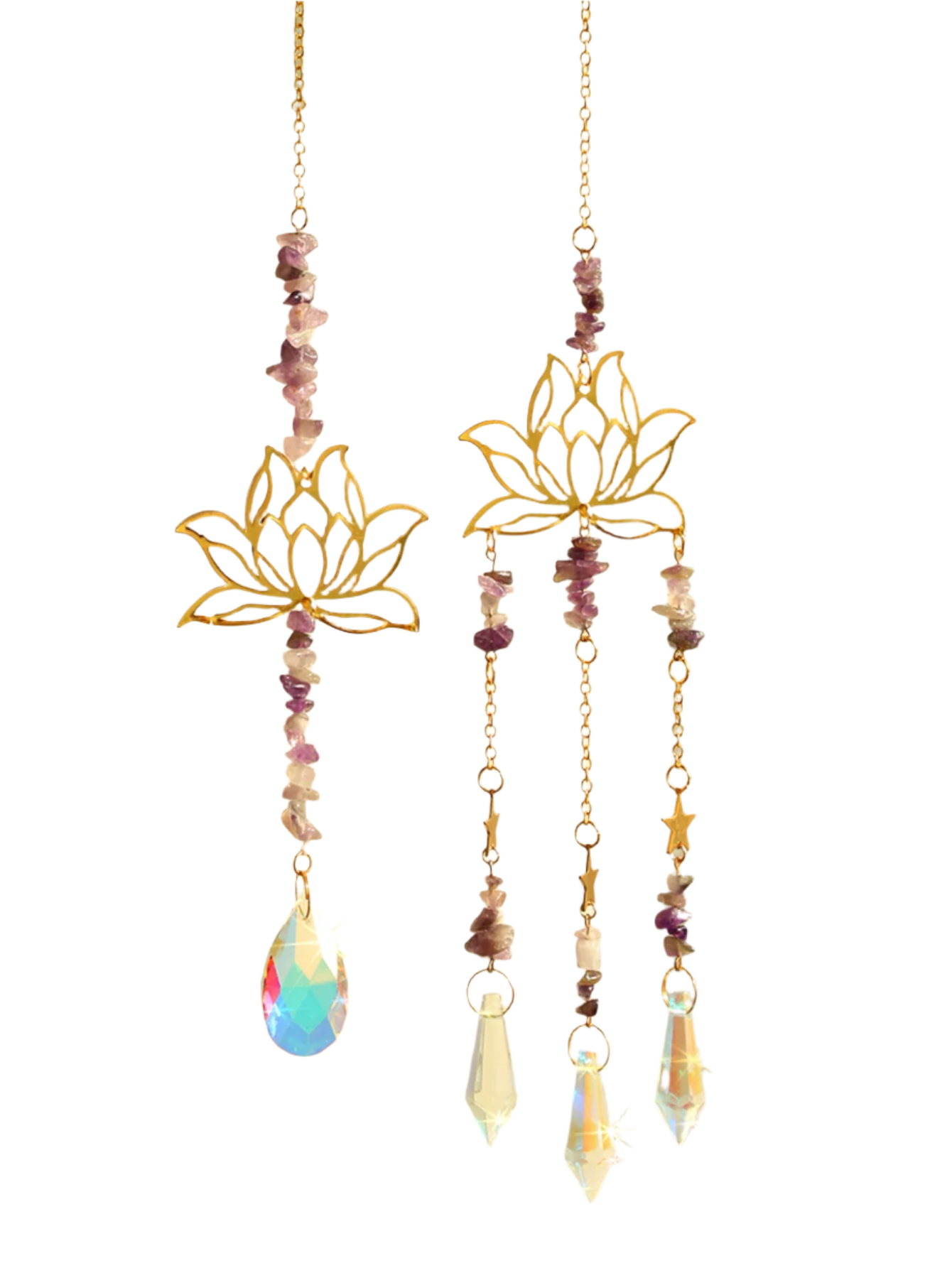 Hemasa 2Pcs Crystal Sun Catcher Lotus Pink Purple Hanging Decor