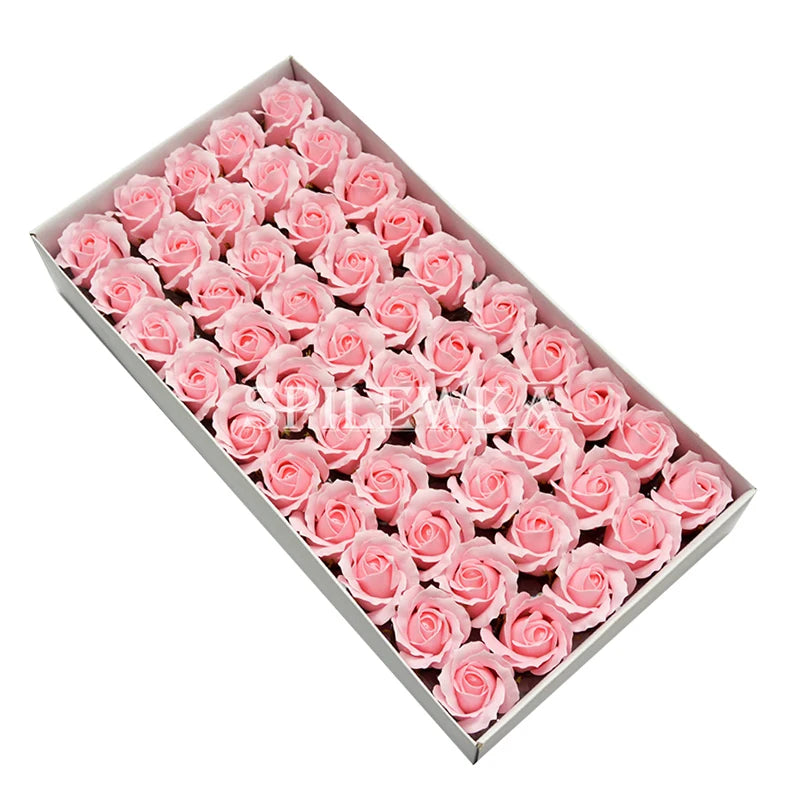 Tejesa 50 Pcs 3-Layer Rose with Curly Petals Fake Flowers Heads Wedding DIY Gift Box Valentine's Day/home/decor
