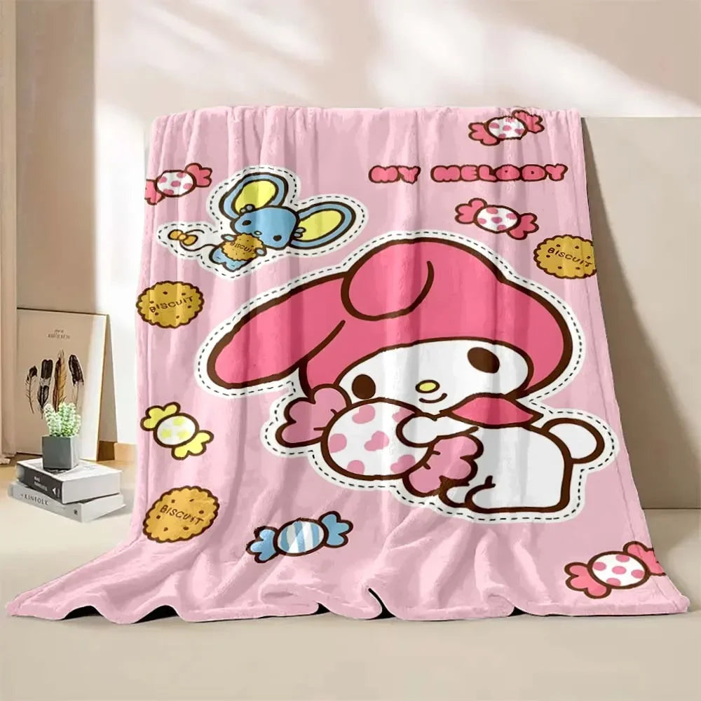 My Melody Flannel Blanket Sanrio Soft Fluffy Quilt Thicken Plush Nap Blanket Cartoon My Melody Sofa Blanket Child Adult Gift