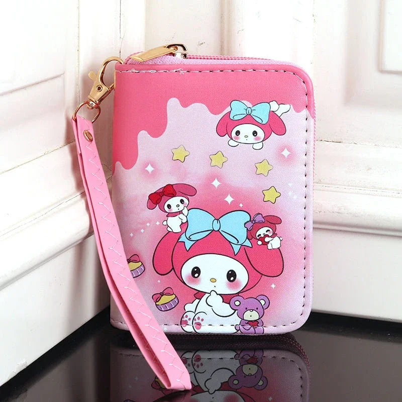 Cartoon Kuromi Short Version Waterproof Money Bag Zipper Coin Purse Multiple Card Slots Wallet Portable Decoration Girl Gift