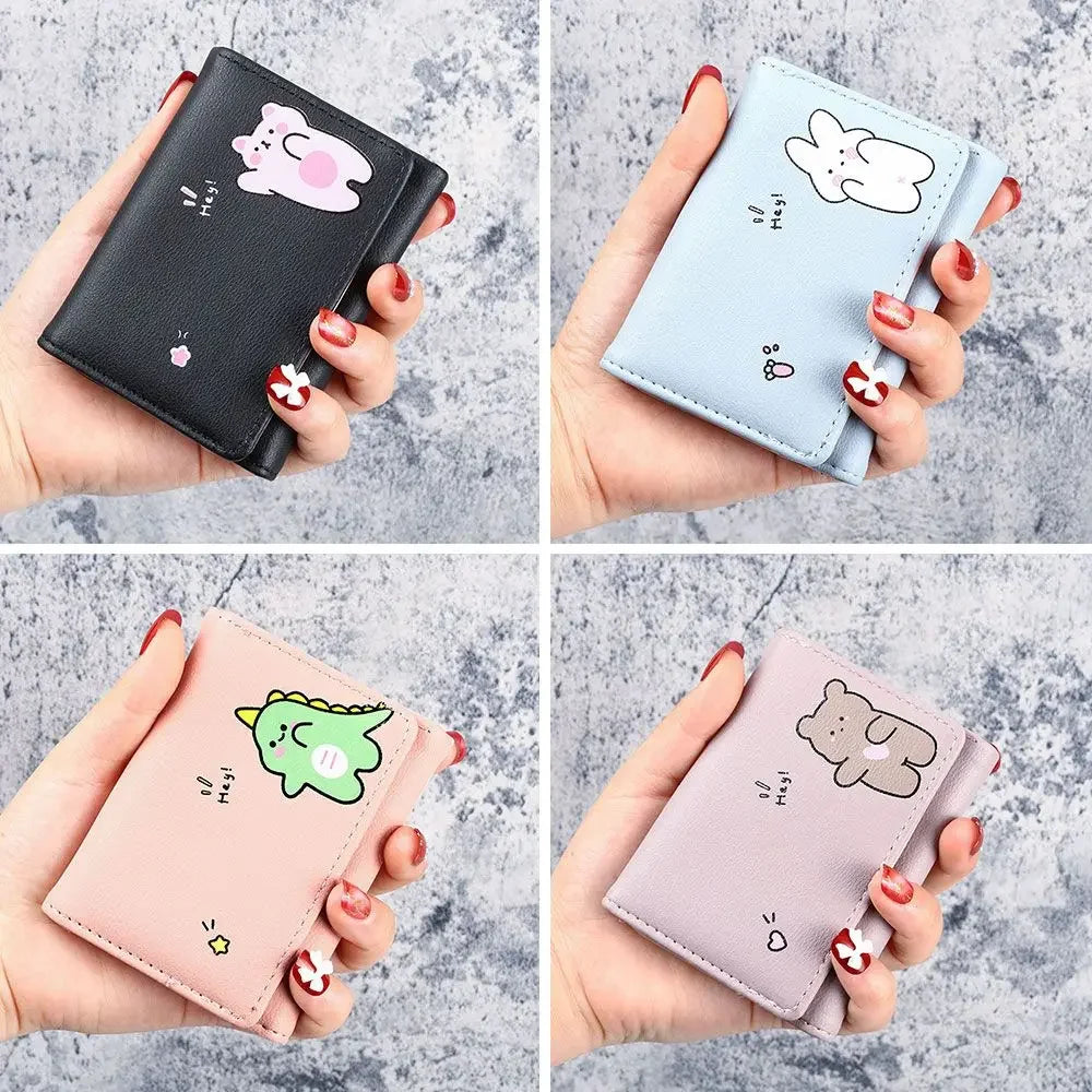 Women Kawaii Animals Short Wallet Money Bags Purse Female Small ID Card Holder Girl Ladies Coin Purses