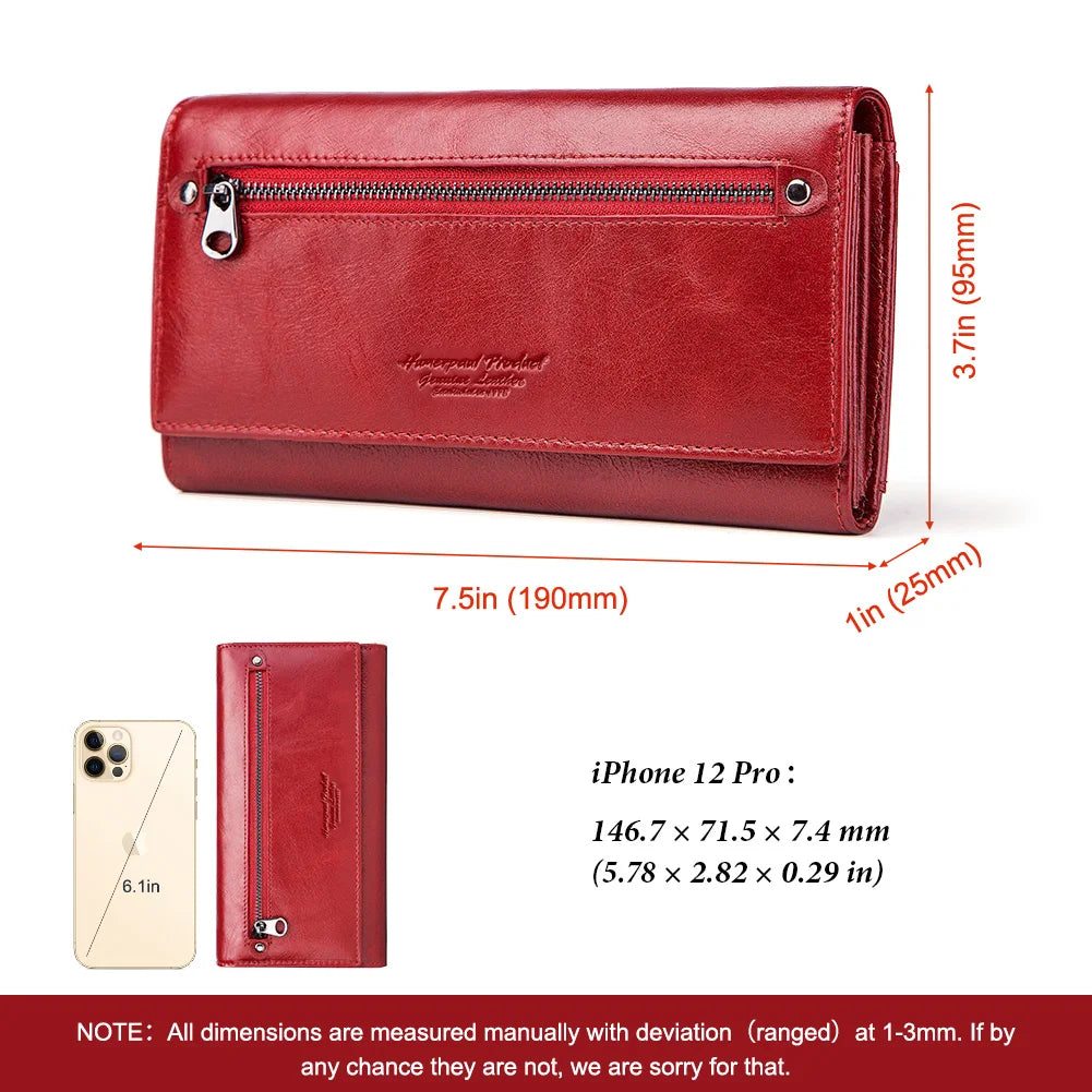 Tejesa  Leather Cell Phone Clutch Bag for RFID Protect Card Holder Purse Travel Zipper Pocket Long Handbag