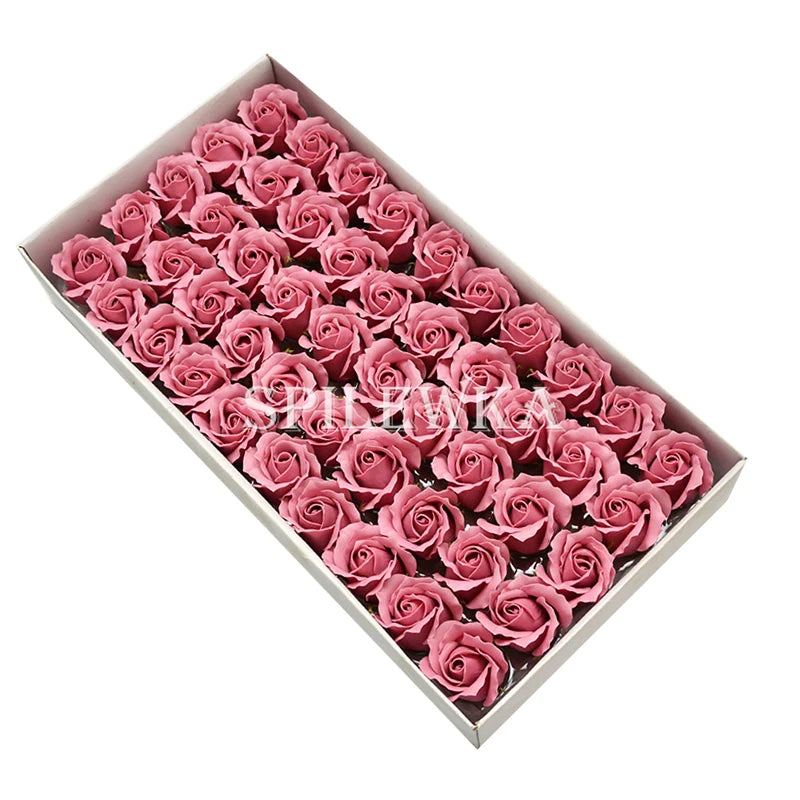 Tejesa 50 Pcs 3-Layer Rose with Curly Petals Fake Flowers Heads Wedding DIY Gift Box Valentine's Day/home/decor
