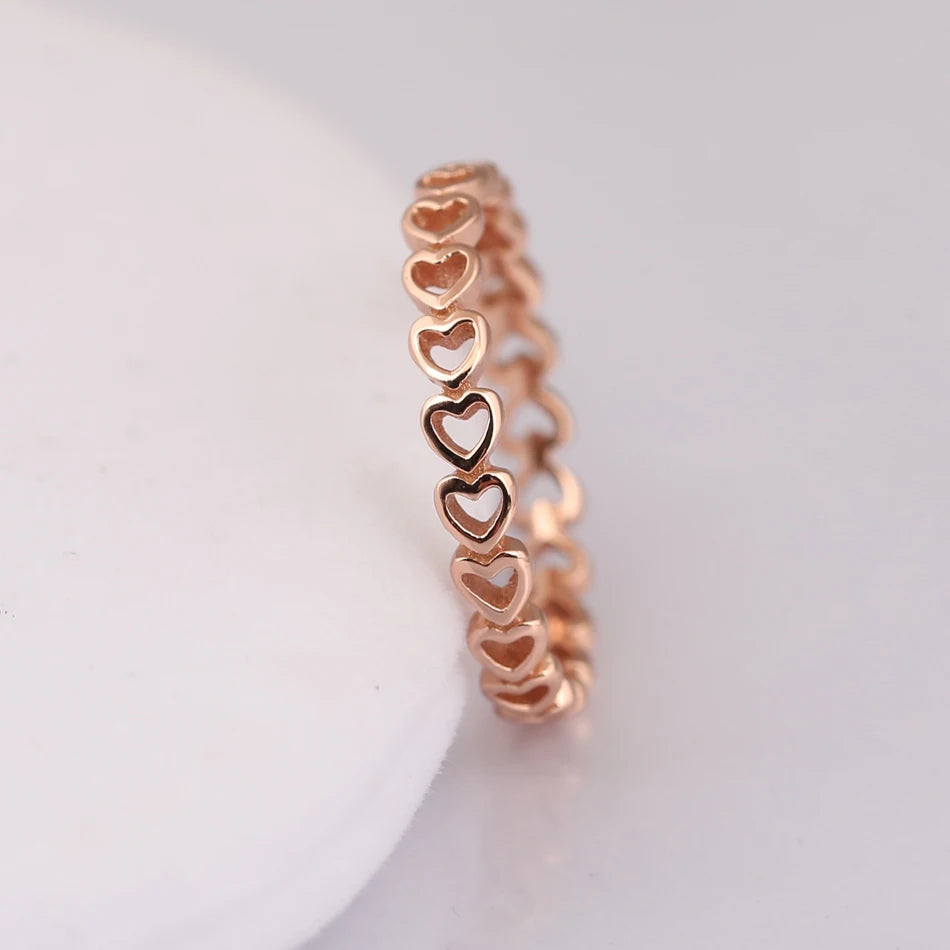 Hemasa Linked Hearts Ring Girl Lady Gift Rose Gold Colour