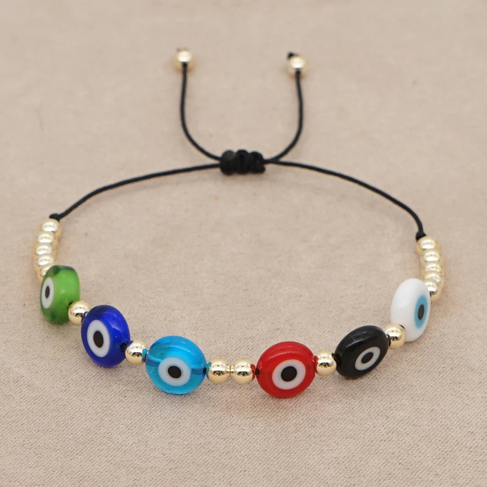 GO2BOHO New Turkish Evil Eye Beads Bracelet Handmade Trendy Friendship Bracelets for Women