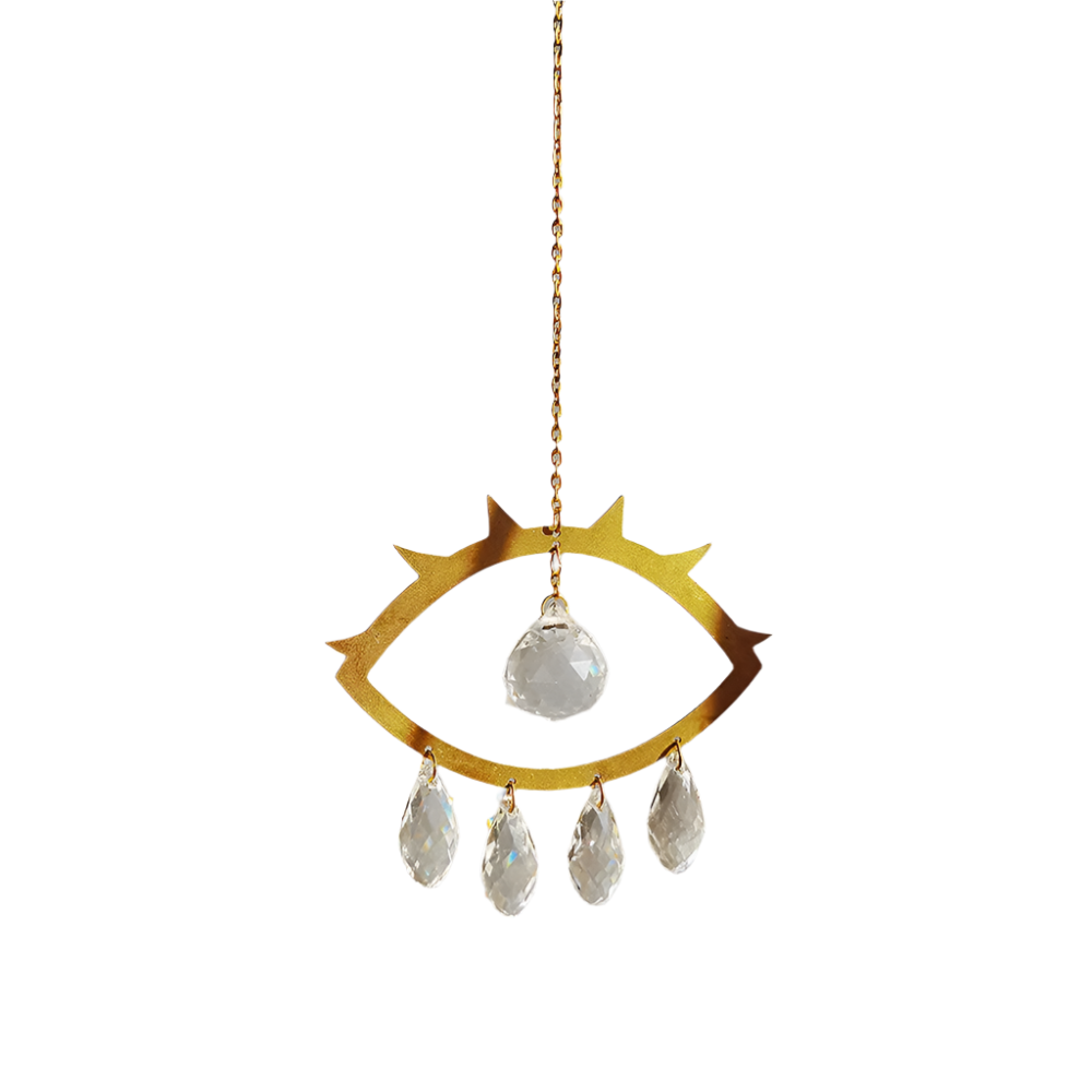 Hemasa Suncatcher Crystal Prisms Evil Eye Sun Catcher Rainbow Crystal Garden Decoration Outdoor Evil Eye Suncatchers Window Home Decor