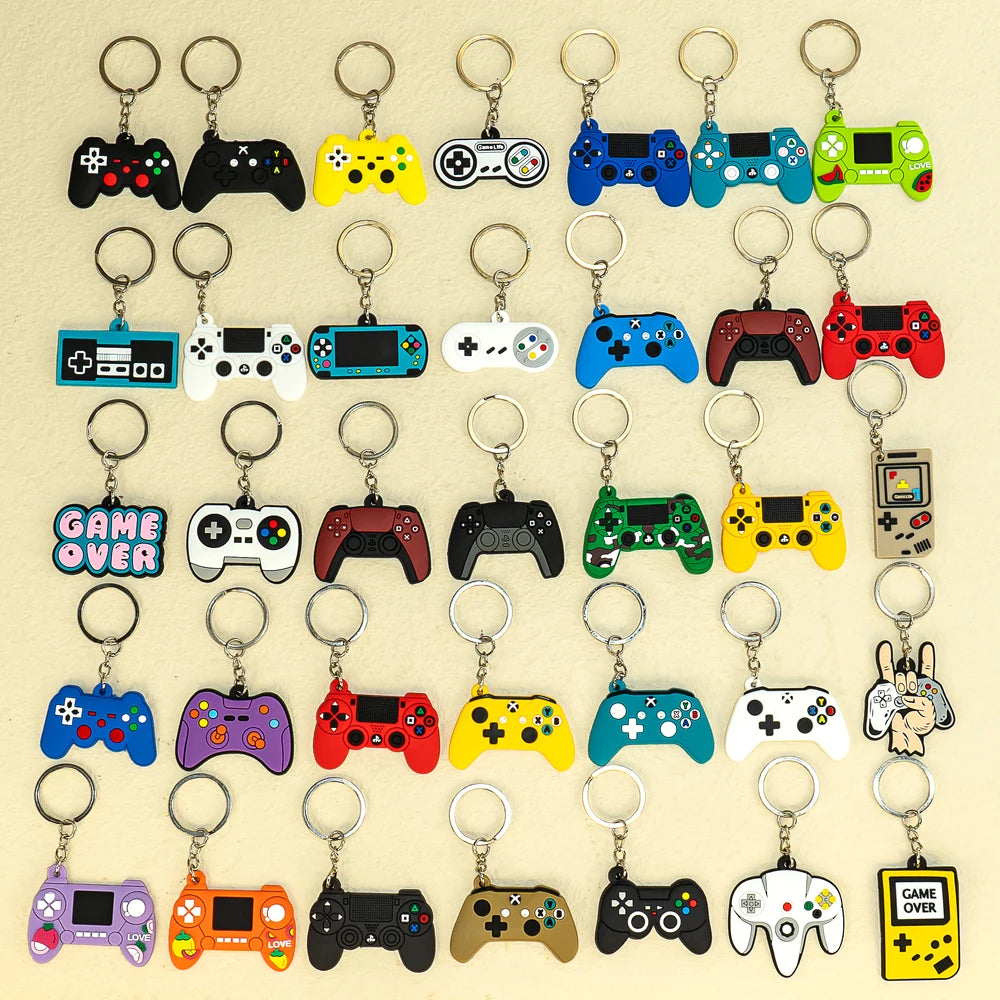 Hemasa 50PCS PVC Keychain Cute Gamepad Colorful Joystick Keyring Wholesale Custom Key Chain for Car Key Accessories Gadget for Man Gift