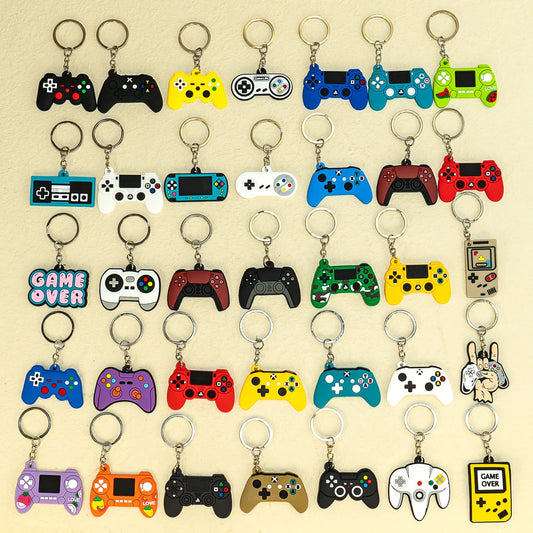 Hemasa 50PCS PVC Keychain Cute Gamepad Colorful Joystick Keyring Wholesale Custom Key Chain for Car Key Accessories Gadget for Man Gift