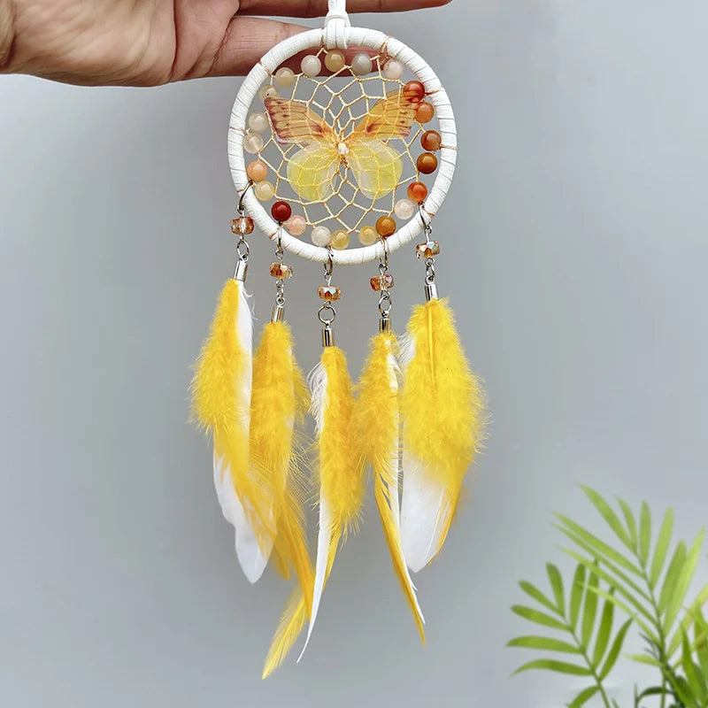 Hemasa  Hand-woven Butterfly Wind Chimes Dream Catcher Car Hanging Ornaments Birthday Festival Gifts