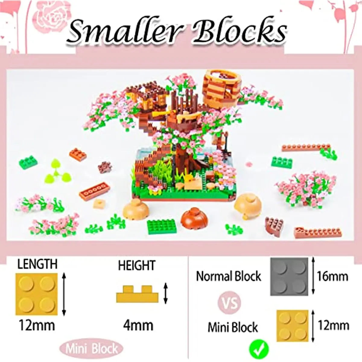 Cherry Blossom Treehouse Bonsai Tree Building Blocks Set Sakura Botanical Collection Building Set for Adults  Teens Home Decor