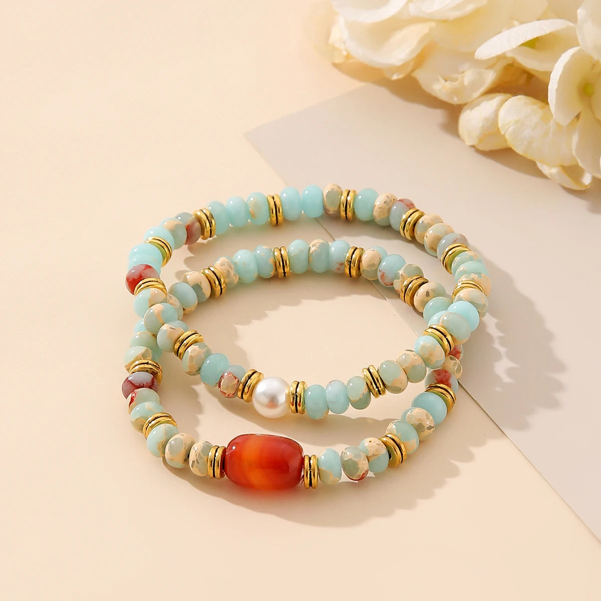 ZIRUISP Fashion Colorful Bracelet for Women Jewelry Natural Agate Shoushan Stone Beaded Bracelet for Women's Daily Wear