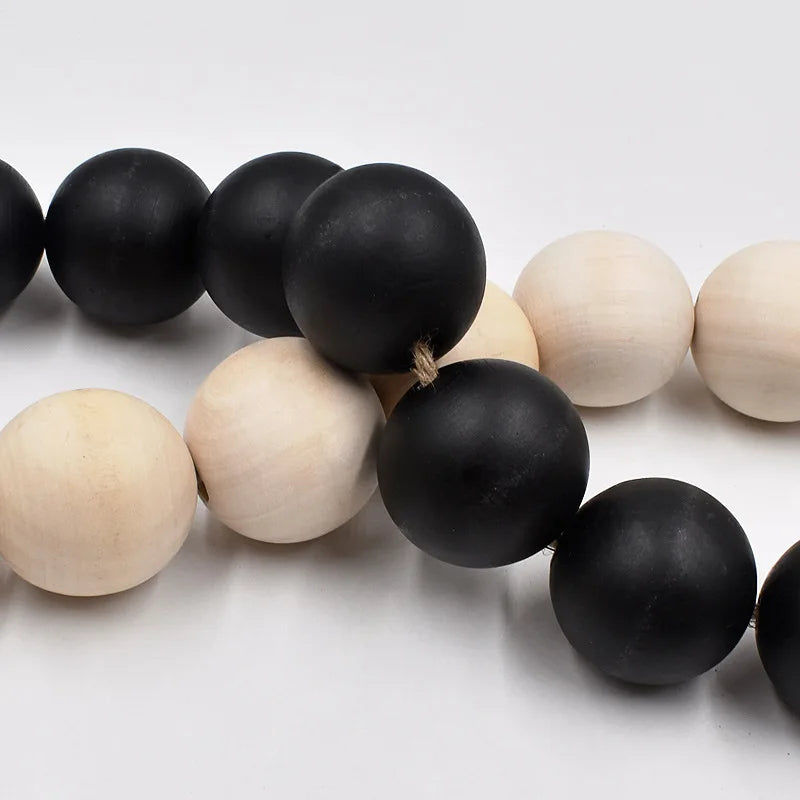 4cm Big Wood Bead Garland Tassel Room Wall Hanging Decor For Christmas Oversized Farmhouse Rustic Country Natural Bead Ornament