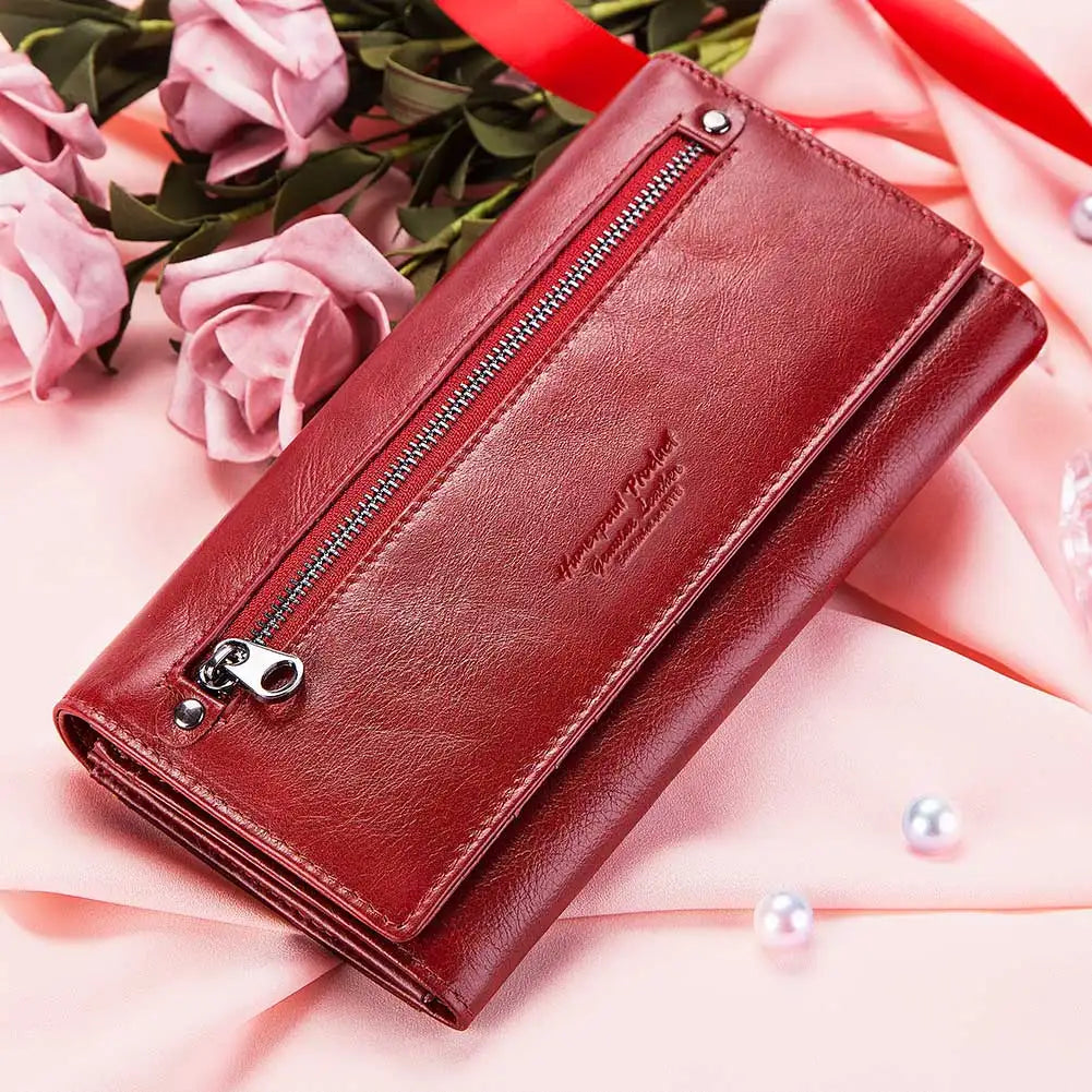 Tejesa  Leather Cell Phone Clutch Bag for RFID Protect Card Holder Purse Travel Zipper Pocket Long Handbag