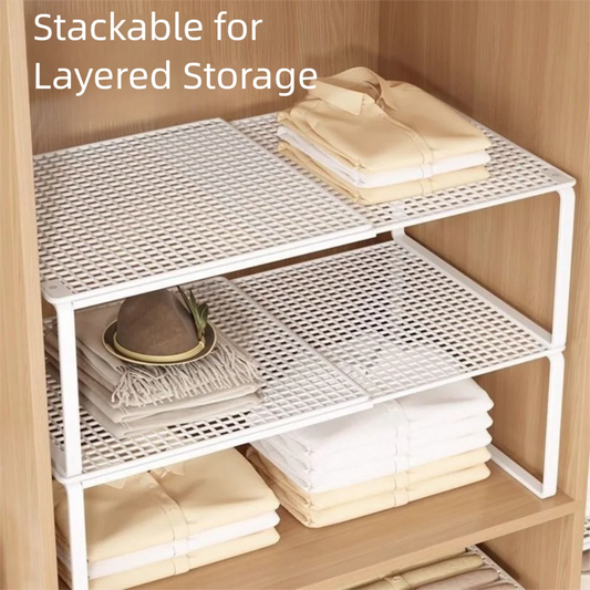 DIY Metal Closet Shelf Adjustable   Wardrobe Organizer Expandable Retractable Stackable Shelves Bathroom