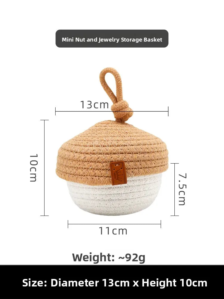 Tejesa Dopne Cotton Tead Woven Storage Basket Cute Living Room Sna Miscellaneous Goods Storage Box Bedroom Cosmetic Organizer...