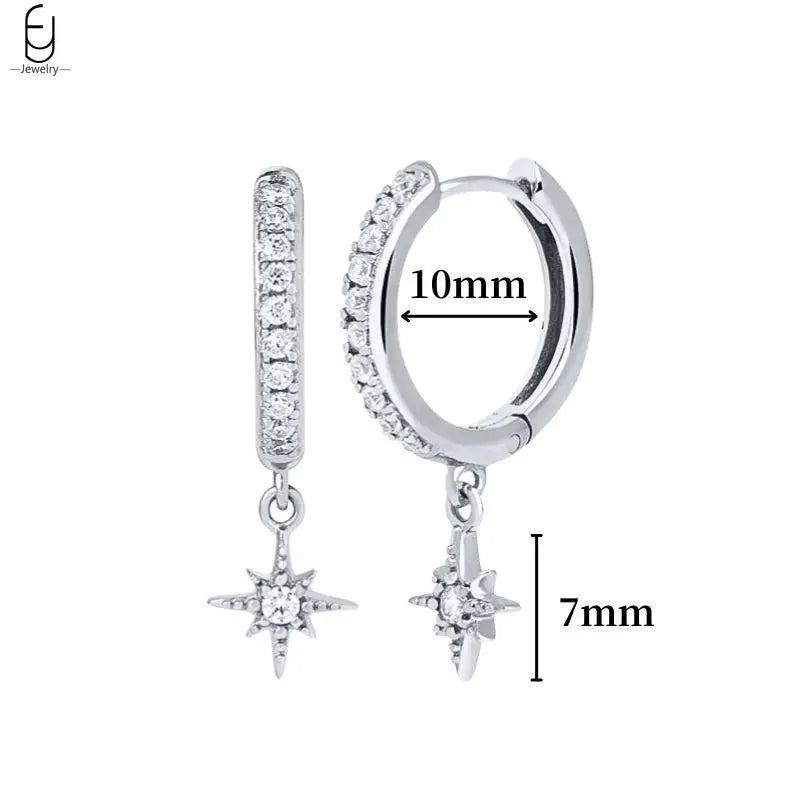 Hemasa 925 Sterling Silver Ear Buckles Fashion Hoop Earrings /White Crystal Luxury Women's Earrings Wedding Women's Jewelry Premium Gift