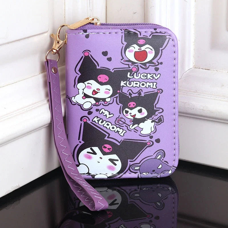 Cartoon Kuromi Short Version Waterproof Money Bag Zipper Coin Purse Multiple Card Slots Wallet Portable Decoration Girl Gift
