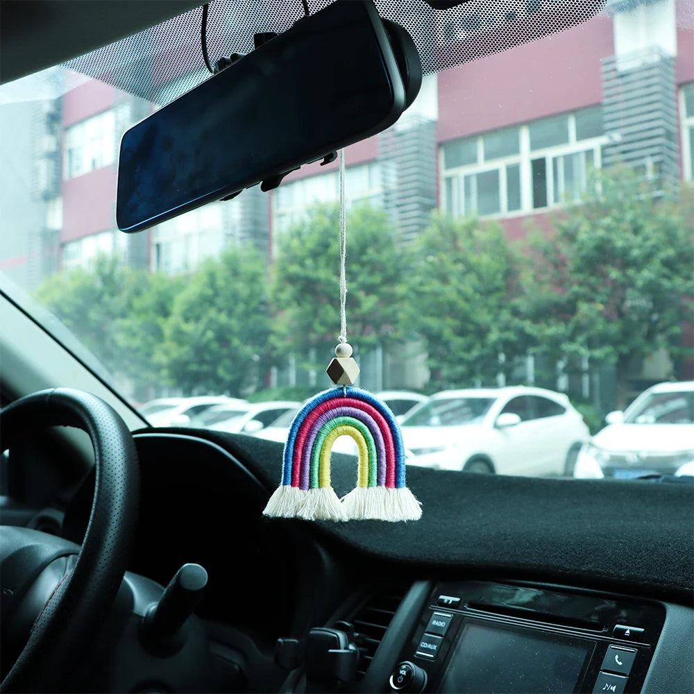 Hemasa Car Hanging Decoration Rainbow / Bohemian Style Hand Woven Keychain/ Living Room/ Bedroom / Car Hanging