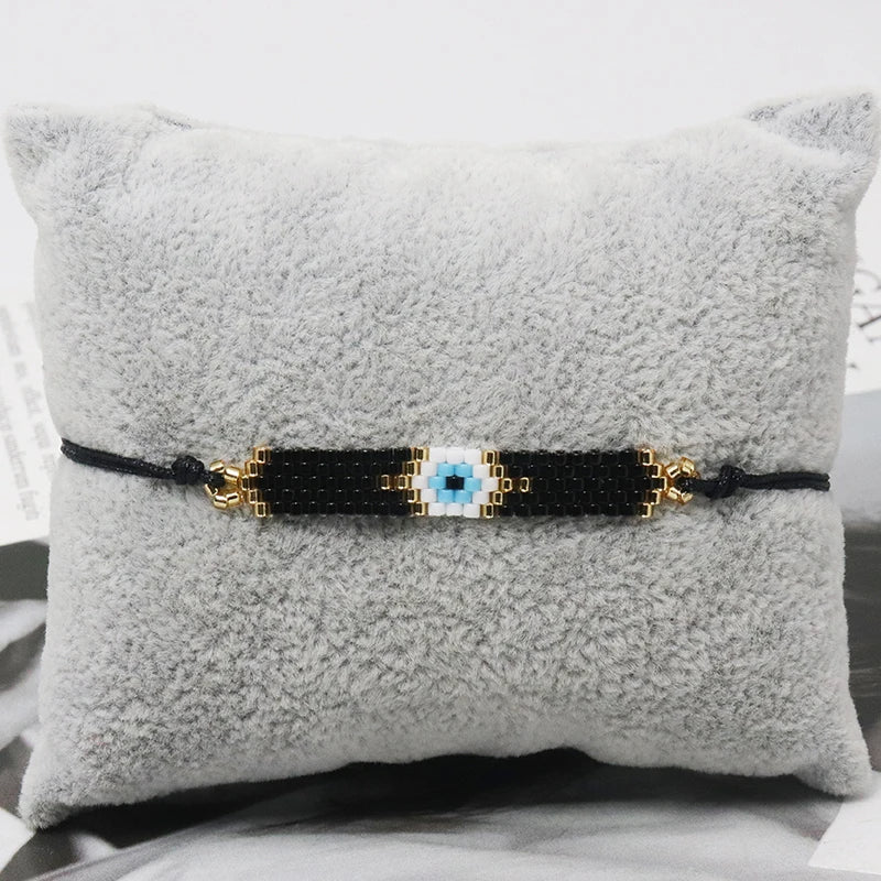 ZHONGVI Classic Delicate Miyuki Beads Bracelets for Women Multicolored Evil Eye Design Vacation Friendship Jewelry