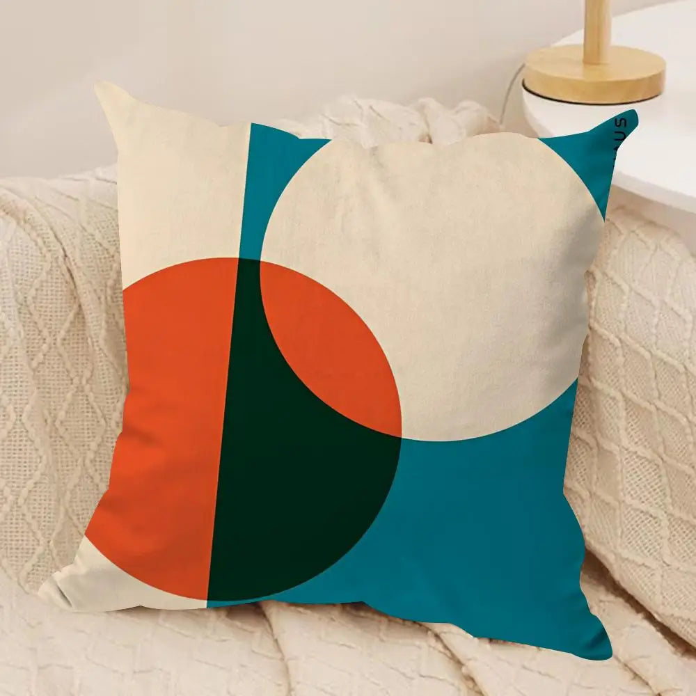 Hemasa  4Pcs Geometry Cushion Cover Soft Plush Fabric Double-Sided Printed Sofa Cushion Cover for All Seasons Home Decor