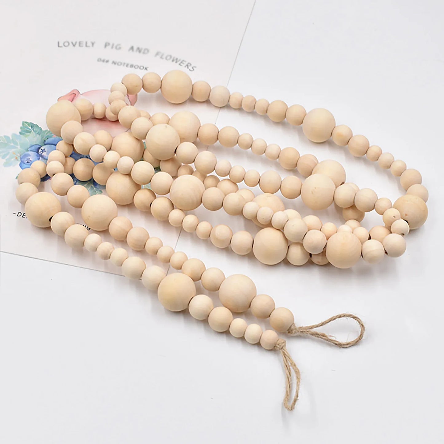 7ft Wooden Hanging Beads Boho Decor Driftwood Garland for Mantle Glitter String Curtains for Doorways Flocked Garland Christmas