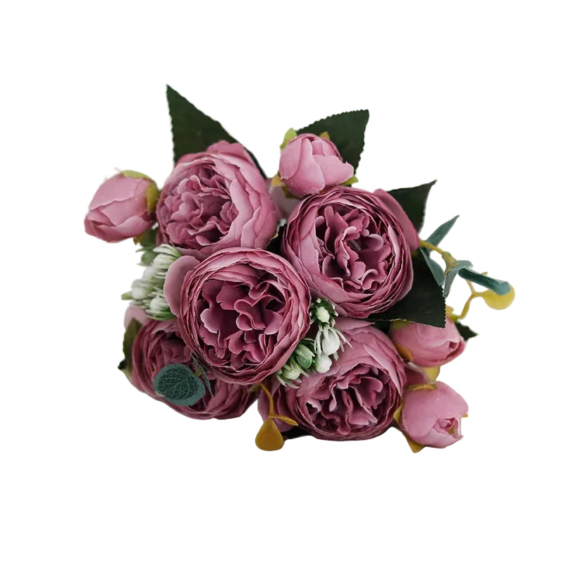 Tejesa 3 Pcs  Peony Artificial Flower Exquisite Wedding Bridal Party Bouquets Home Vase Accessories Fake Christmas Table Garden Backdrop Decor