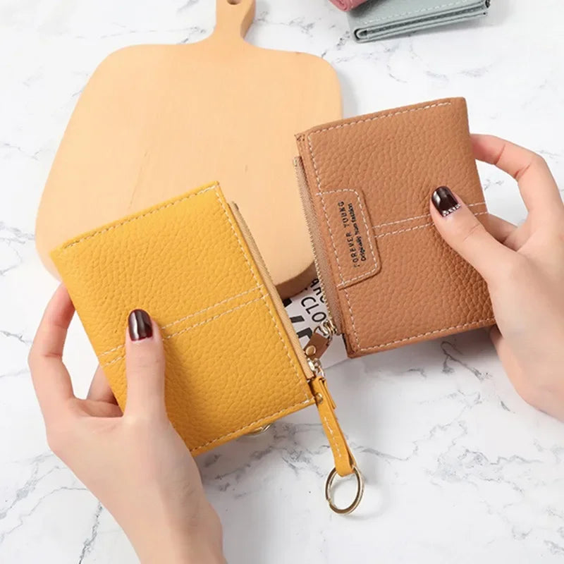 Hemasa  PU Leather Female Purse Mini Card Holder/ Coin Short Wallets Slim Small Purse