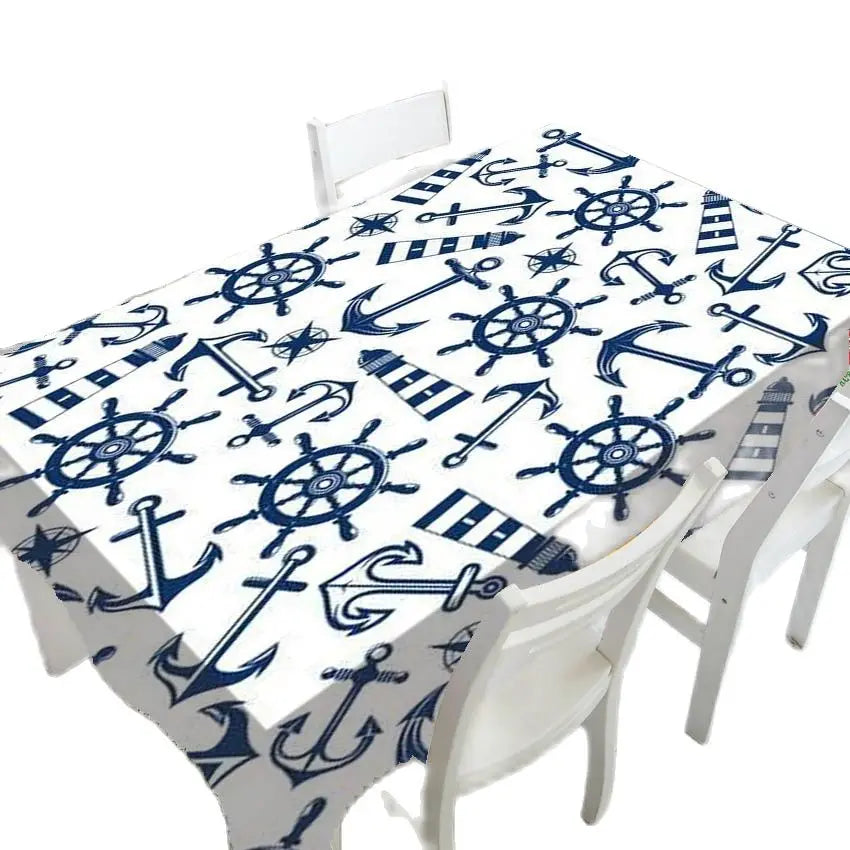 Blue And White Stripes Luxury Kitchen Wedding Decoration Coffee Table Tablecloth Waterproof Tablecloth Nappe De Table