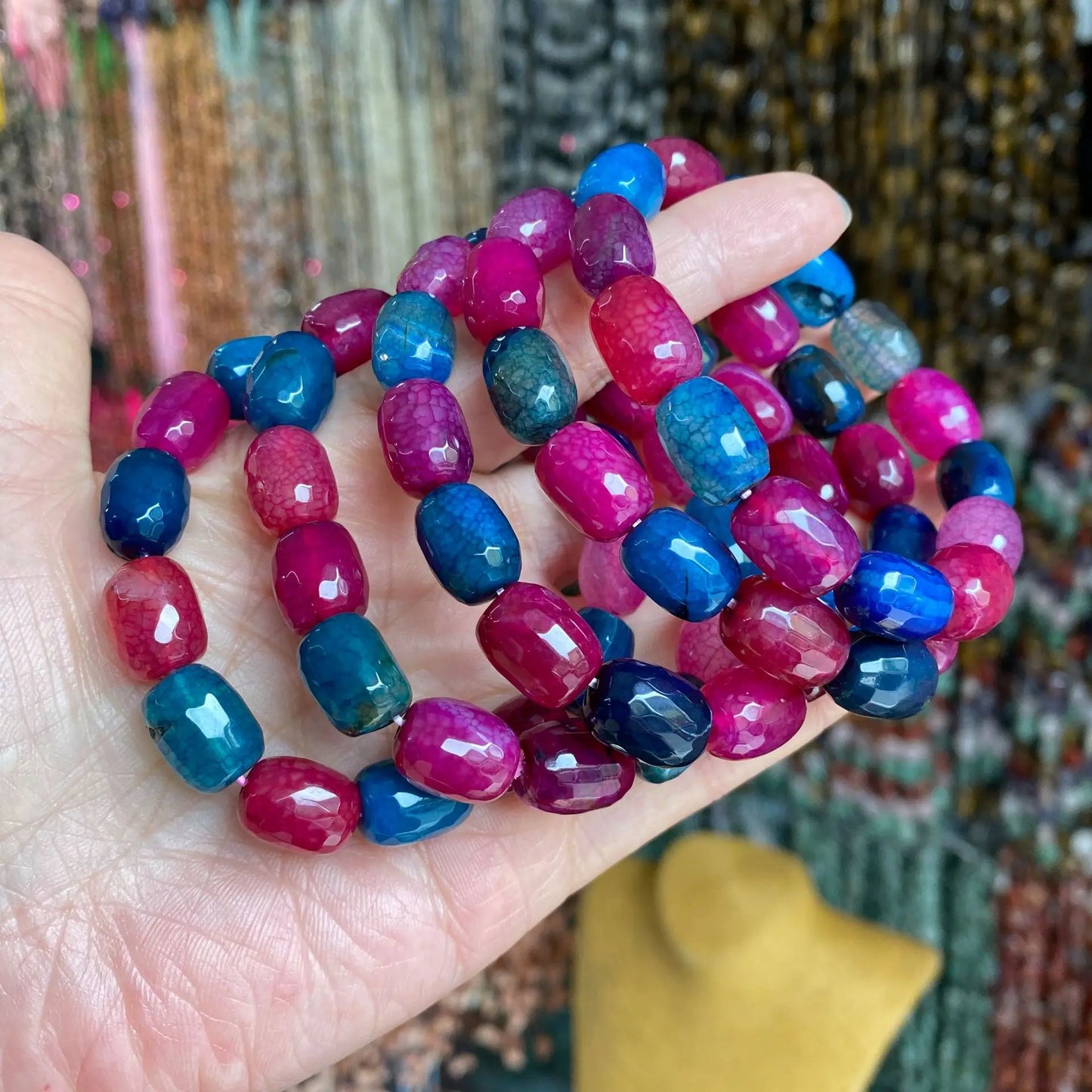 Hemasa Natural Stone 10*14MM Tourmaline Agate  Beads Bracelets For Women