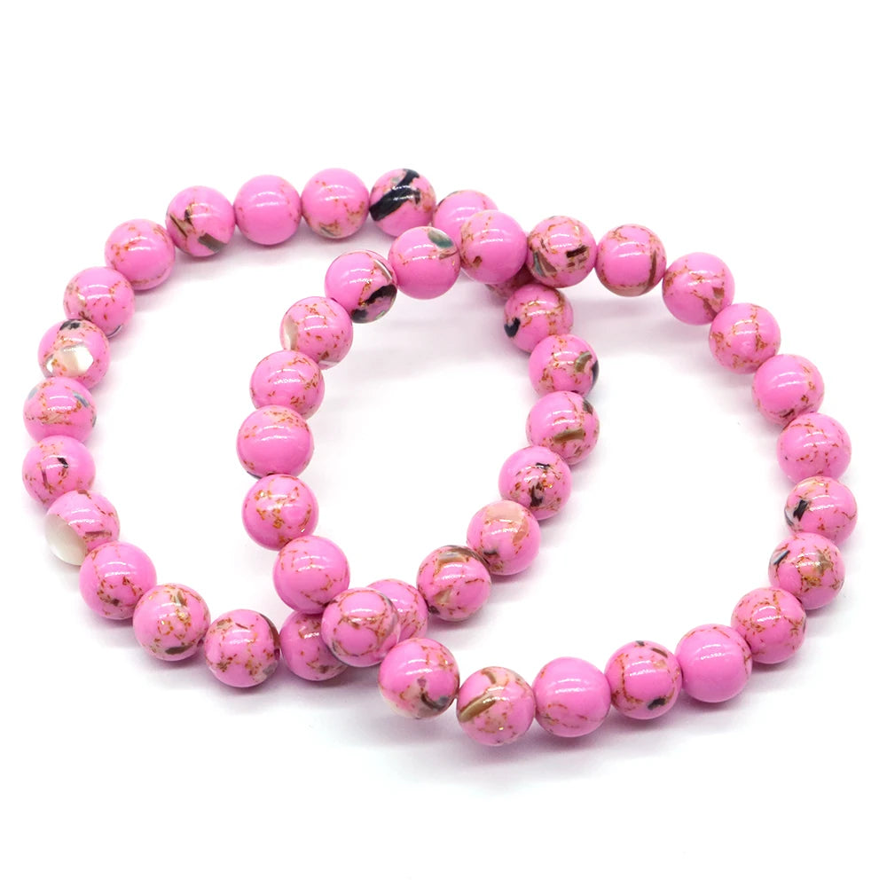 Hemasa Fashion Shell Turquoises Stone  Beads  Stretchable Bracelets  for Gift