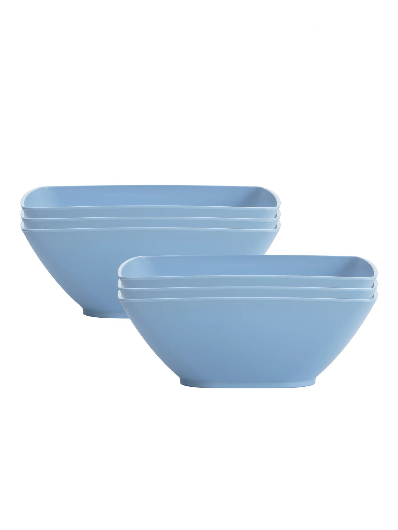 Tejesa 6pcs Large size plastic square bowls reusable household plastic tableware can be used for soup noodles oatmeal salad