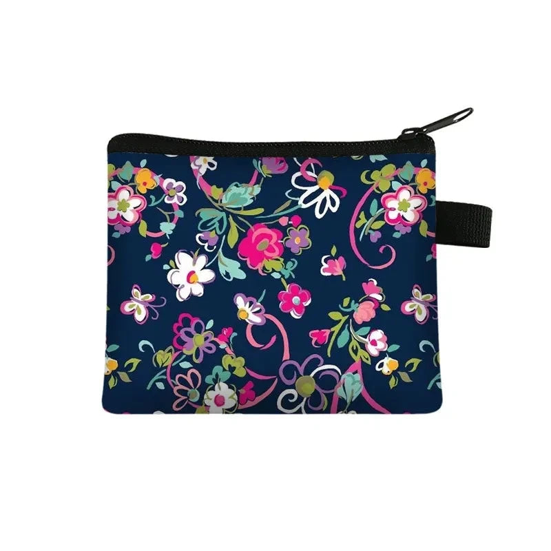 Tejesa Floral Print Cosmetic Bag Girl Women Sanitary Napkin Storage Organizer Bag Coin Card Money Eearphone Lipstick Holder Pouch