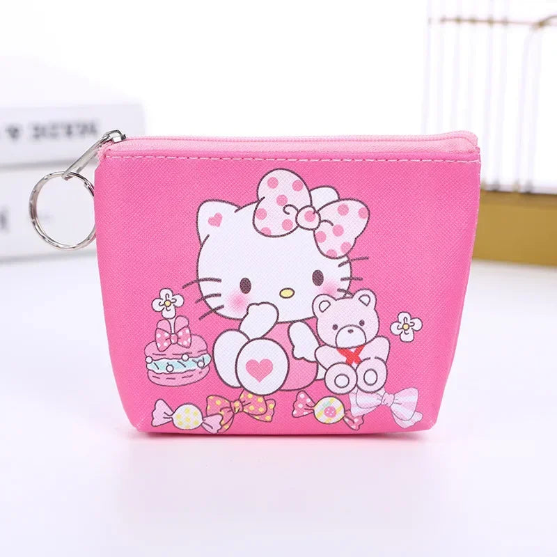 Hello Kitty Purse Coin Purses Cartoon Printed PU Melody Cute Wallet Bag Keychains Storage Bag Sanrio Kuromi Kawaii Mini Pouch