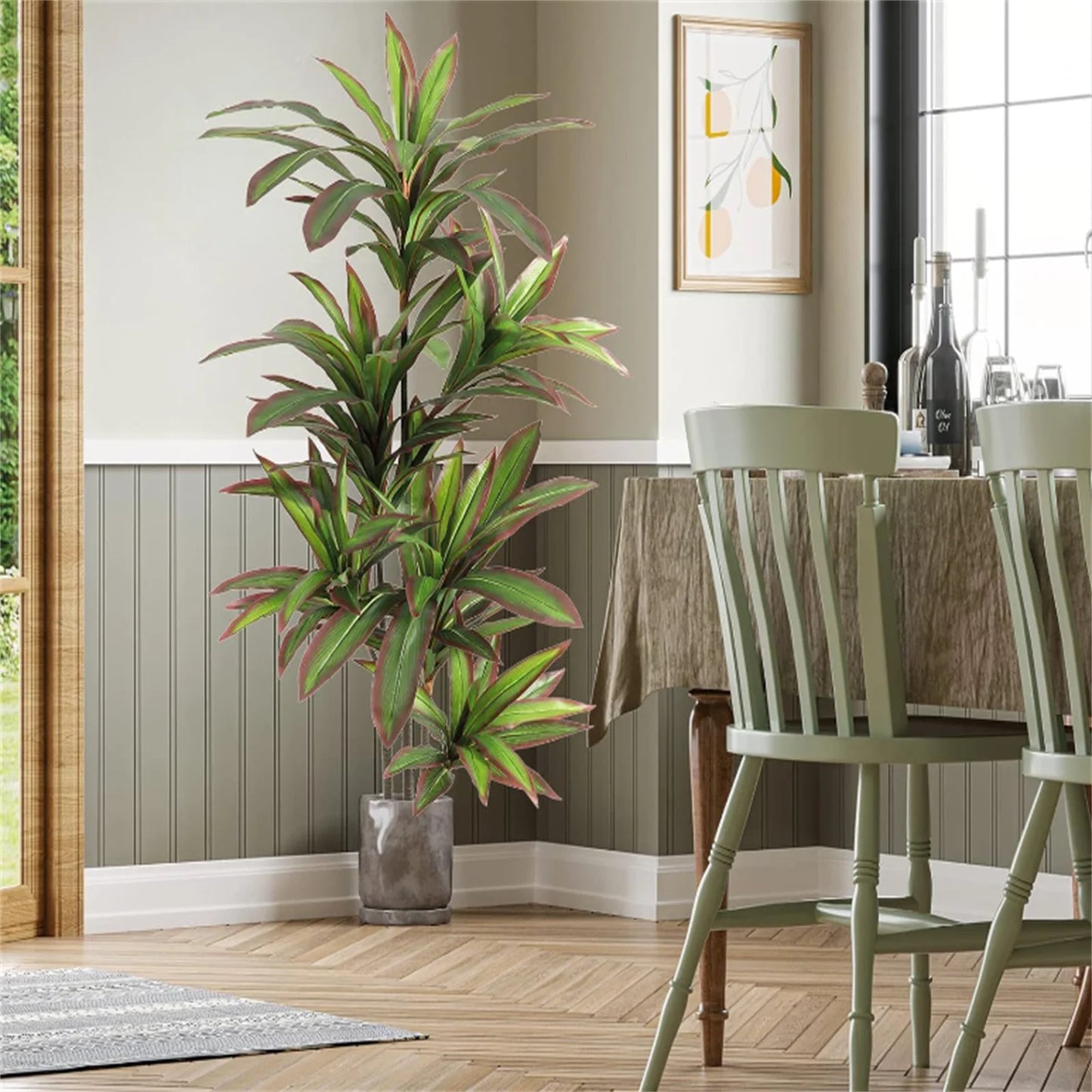Artificial Dracaena Plant Indoor, 120cm/150cm Tall Decorative Fake Tree In Pot With Adjustable Branches And Leaves