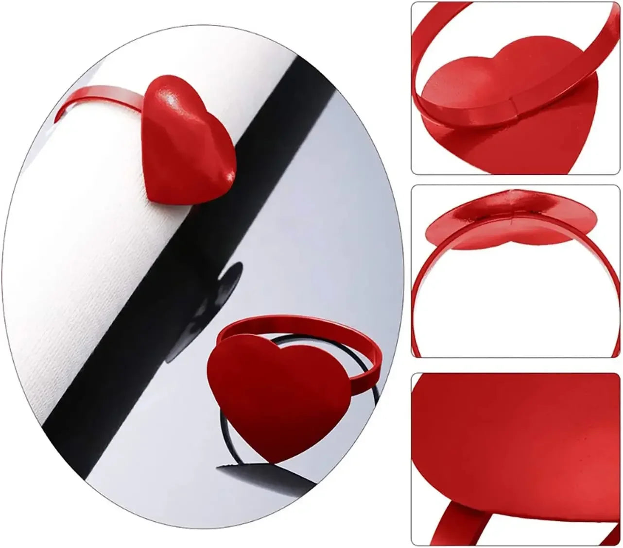Hemasa 6PCS/SET Red Heart Napkin Rings