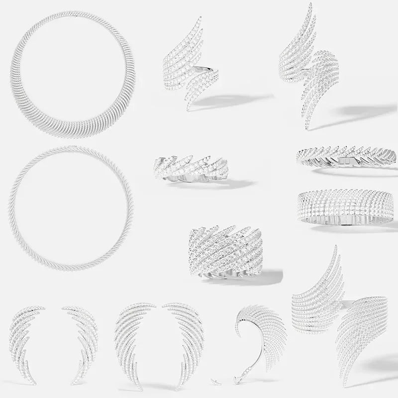 LIKI 2025 New 925 Silver High-Quality Wing Earrings, Necklaces, Rings And Bracelets Are Designed By Women's Luxury Designers