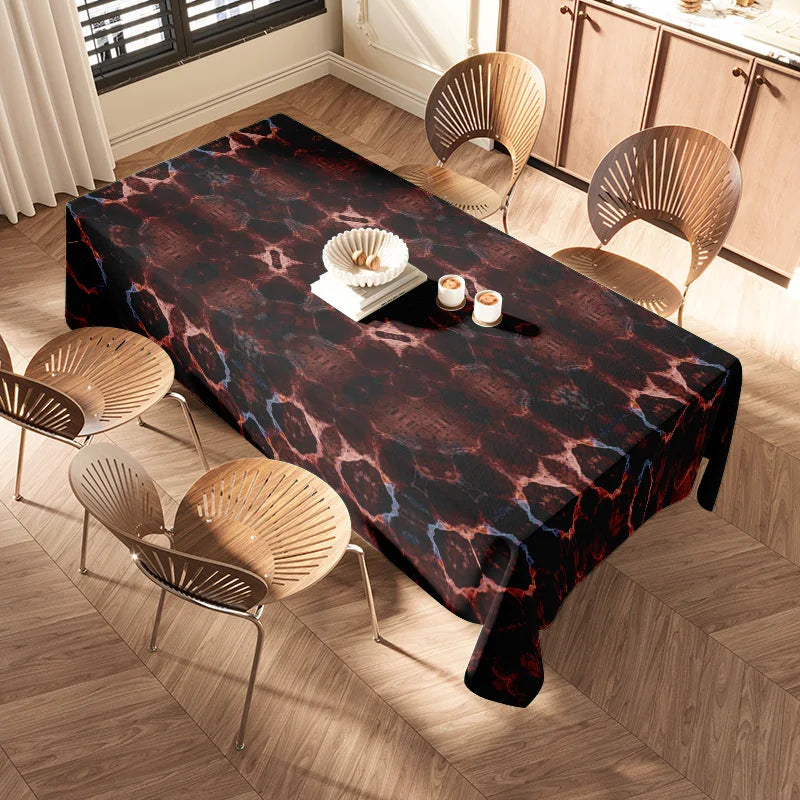 Tejesa Black Marble Print  Anti-slip Waterproof  Tablecloth for  Home /Decor/ Dining Room Linen Cover